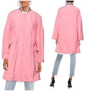 NWT Ermanno Scervino Pink Full Zip Parka Jacket Windbreaker Sz 40